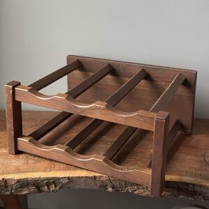 Wooden Wine Rack Mid Century Modern Walnut Wood Bottle Holder - Vermillion